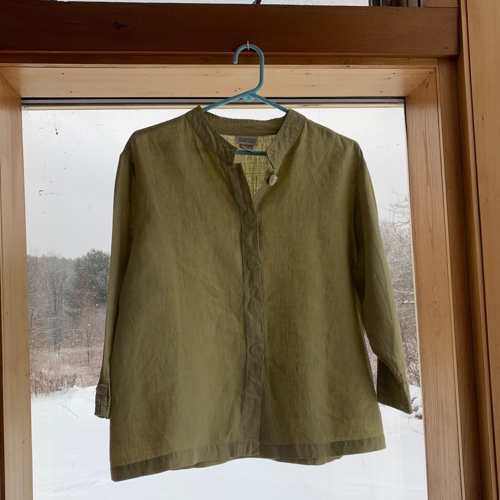 Chartreuse linen blouse/jacket in large
